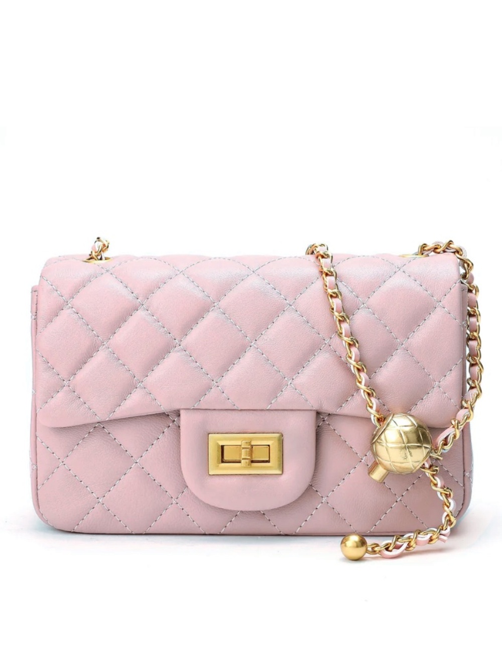 Tiffany & Fred Paris Quilted Leather Shoulder Crossbody Bag - Soft Orchid